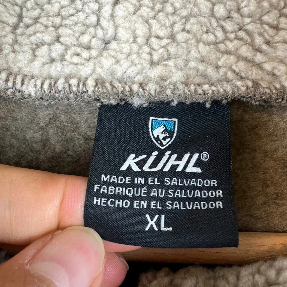 Kuhl Revel 1/4 Zip Sweater Mens XL Brown Sherpa Lined Collar Pullover Fleece